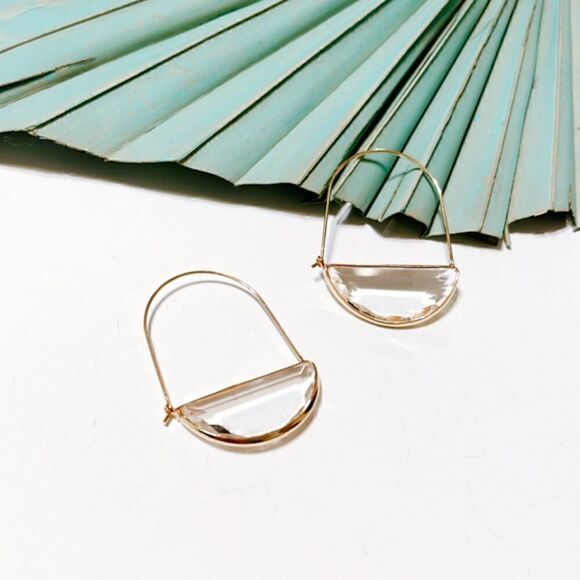 Clear crystal hoop earrings S88 - Picture 1 of 2